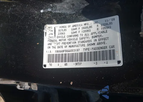 2010 Acura Tl 3.7 from USA, damaged, VIN 19UUA9F5XAA003197